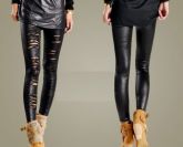 Calça legging rasgada com detalhes em renda #CL004